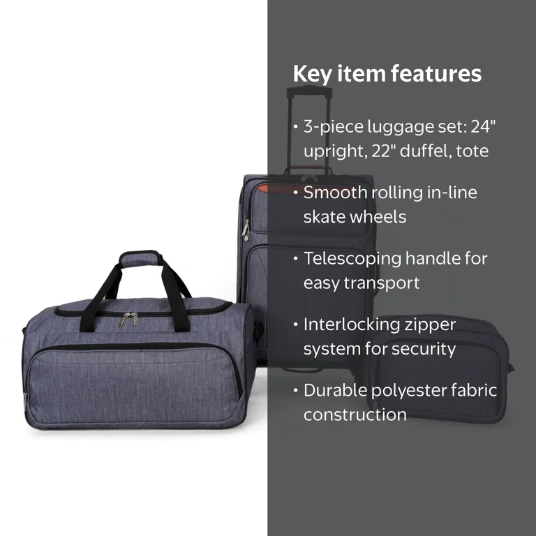 Protege 3-Piece Softside Luggage Travel Set, Includes Medium