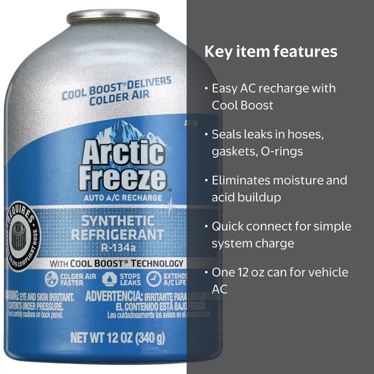Arctic Freeze, Auto AC Recharge Refrigerant R-134A, 12 OZ, Leak