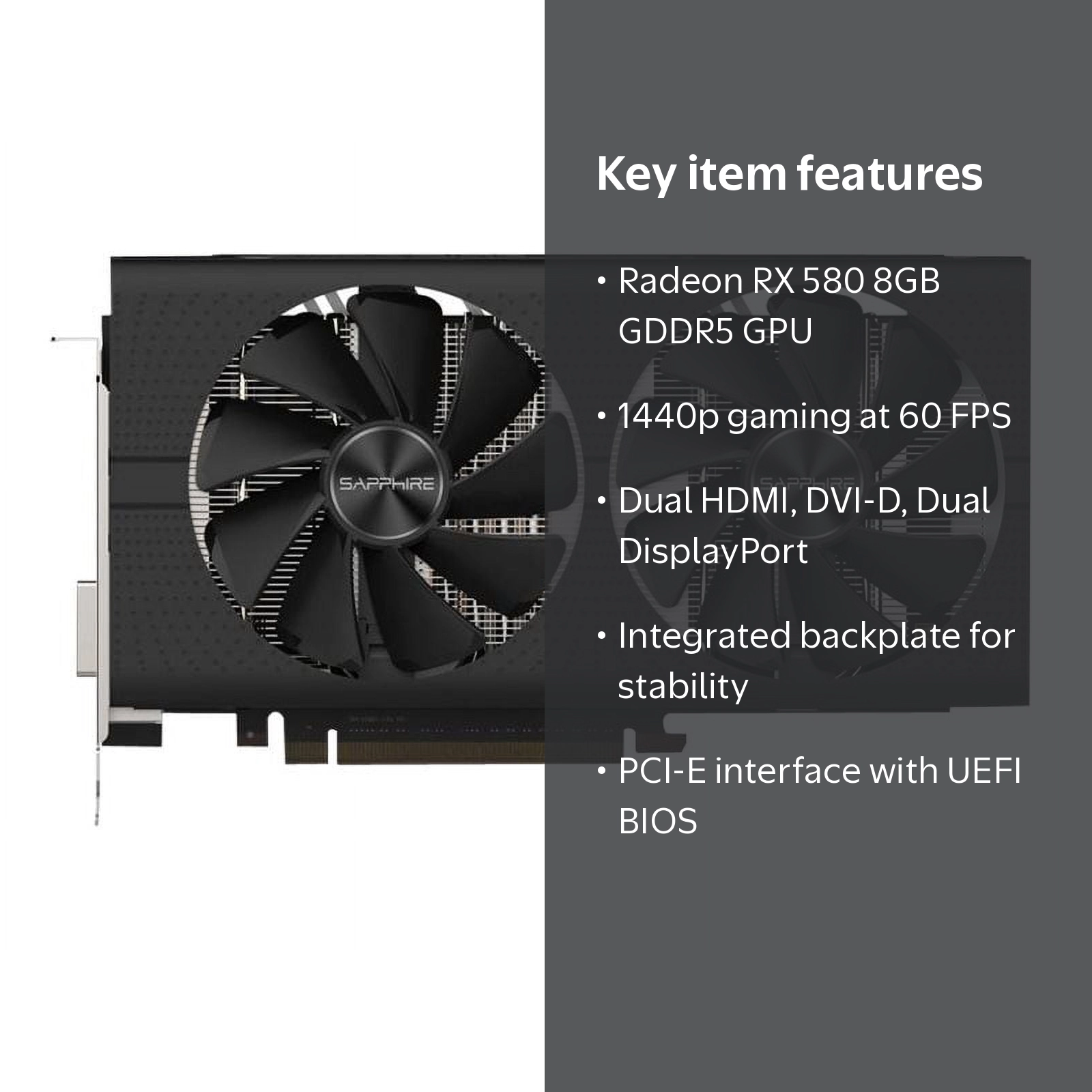 Sapphire Pulse RX 580 8GB GDDR5 PC Gaming Video Graphics Card
