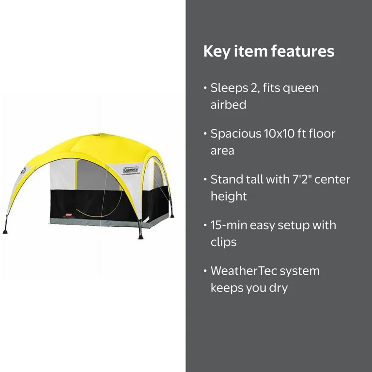 COLEMAN Two Person 2-for-1 All Day Camping Instant Dome Tent w