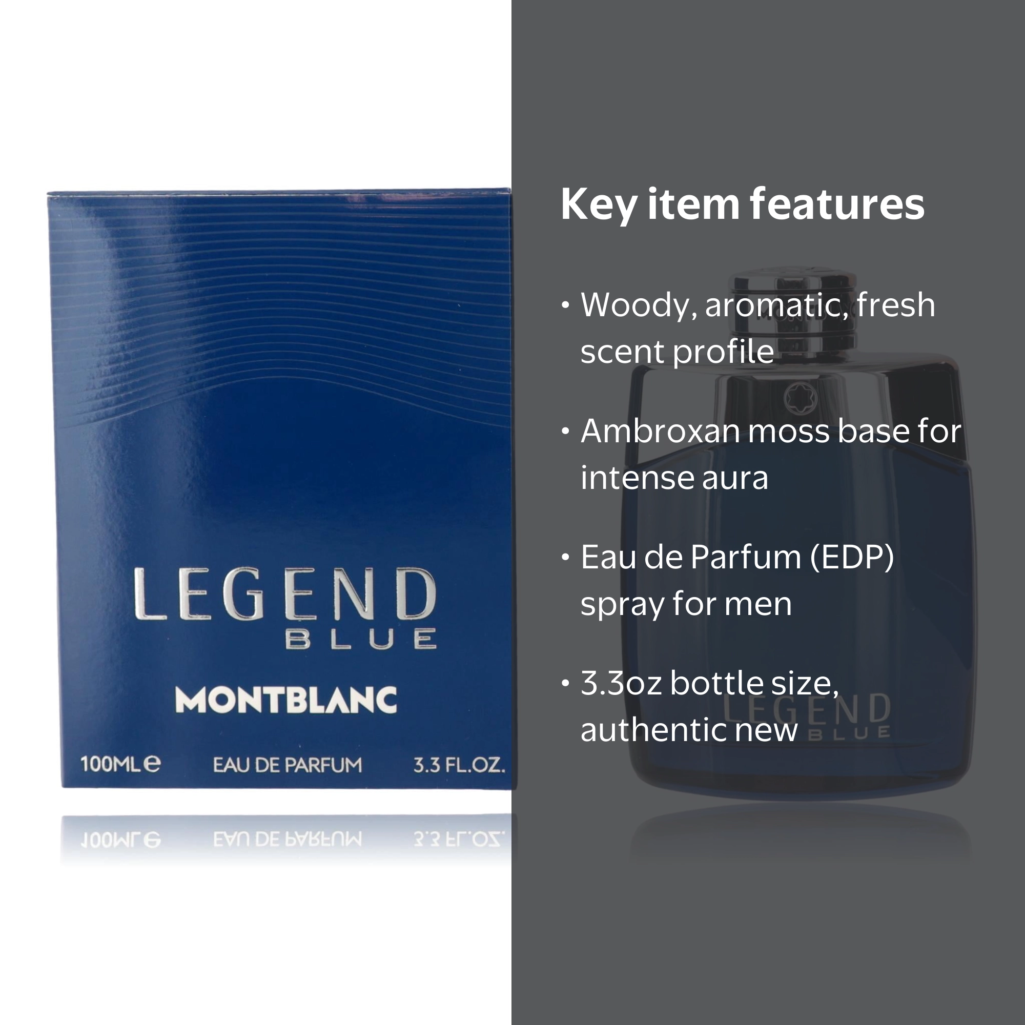 Montblanc Men's Legend Blue 3.4 oz EDP Spray, Woody Aromatic