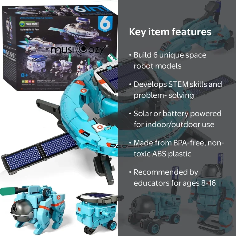 MUSICOZY 6-in-1 Building Science STEM Kits, Solar Space Robots