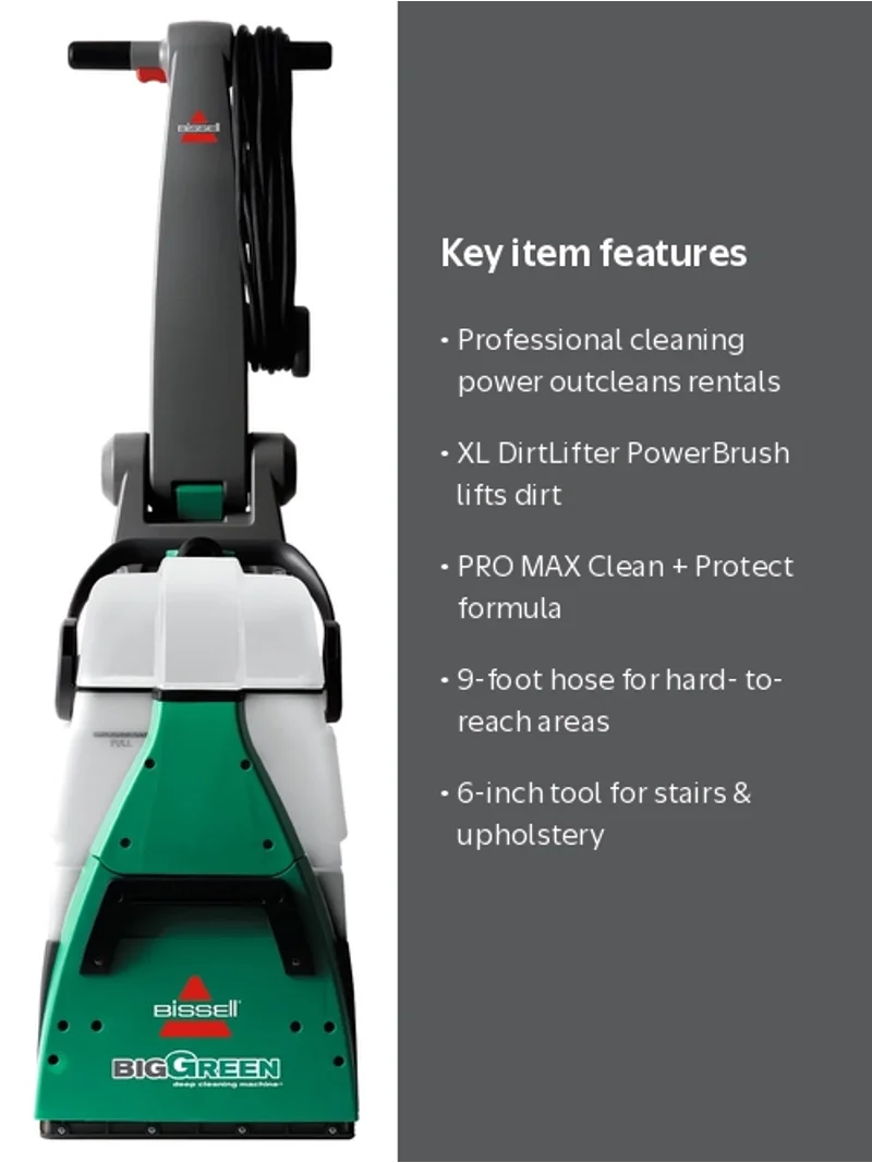 Bissell Big Green Carpet Cleaner with Tough Stain Tool & Reach