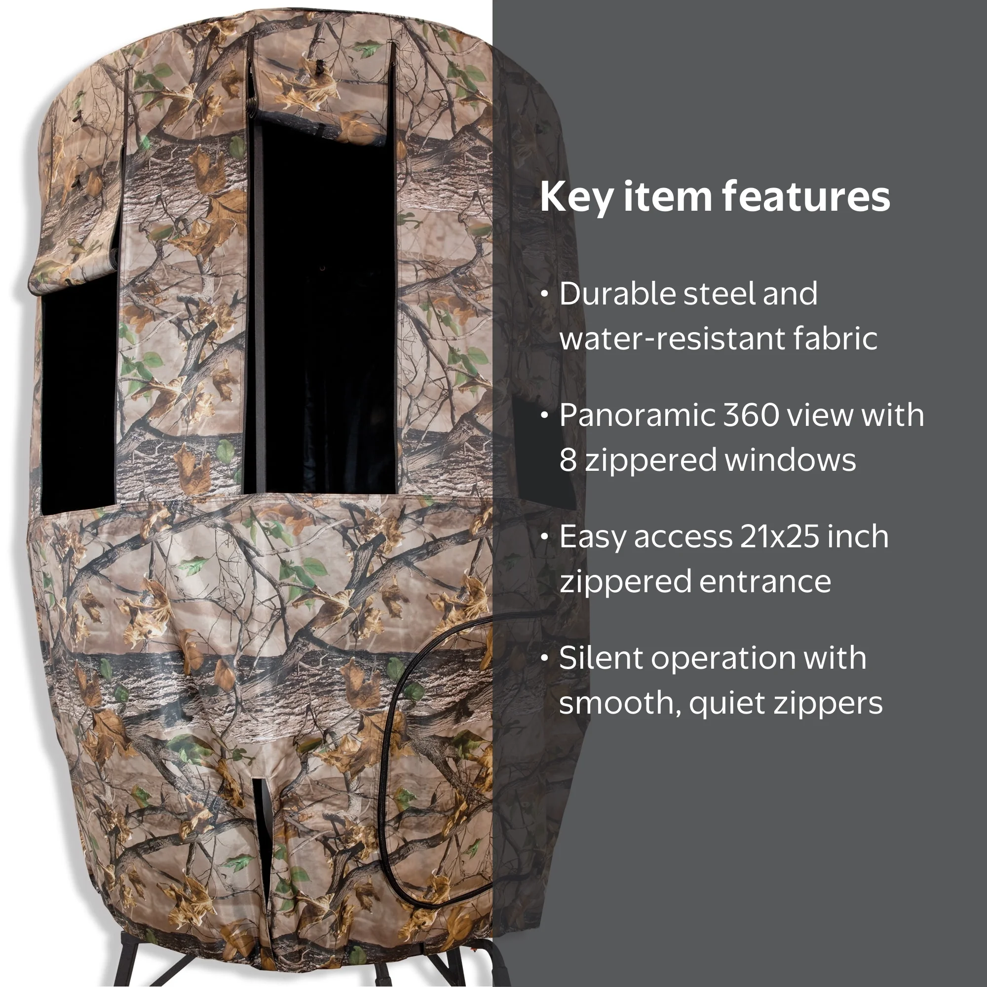 Muddy Elevated Deer Gear Tree Stand Hunting Blind with 8 Zippered