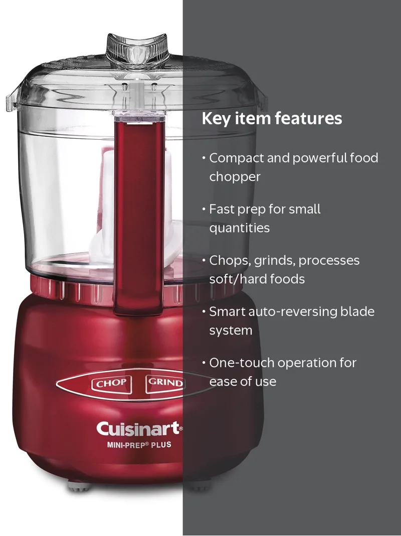 Cuisinart DLC-2AMR Mini-Prep Plus Processor, Metallic Red, 3-Cup