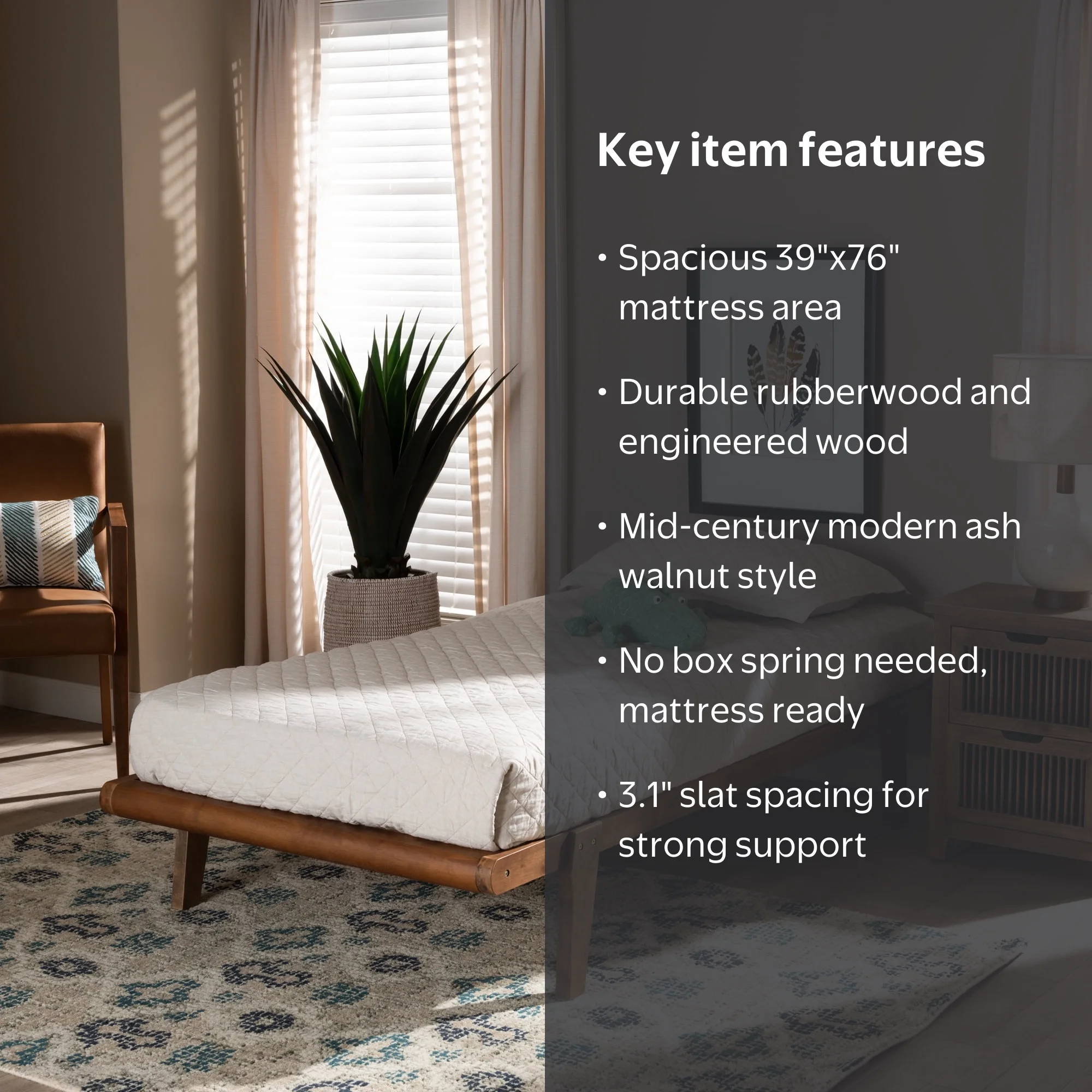 Baxton Studio Kaia Wood Platform Bed Frame - Walnut Finish