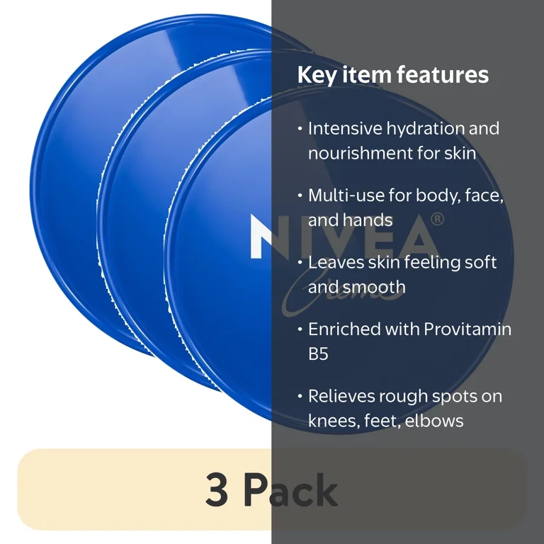 3 pack) NIVEA Creme Body, Face and Hand Moisturizing Cream, 13.5