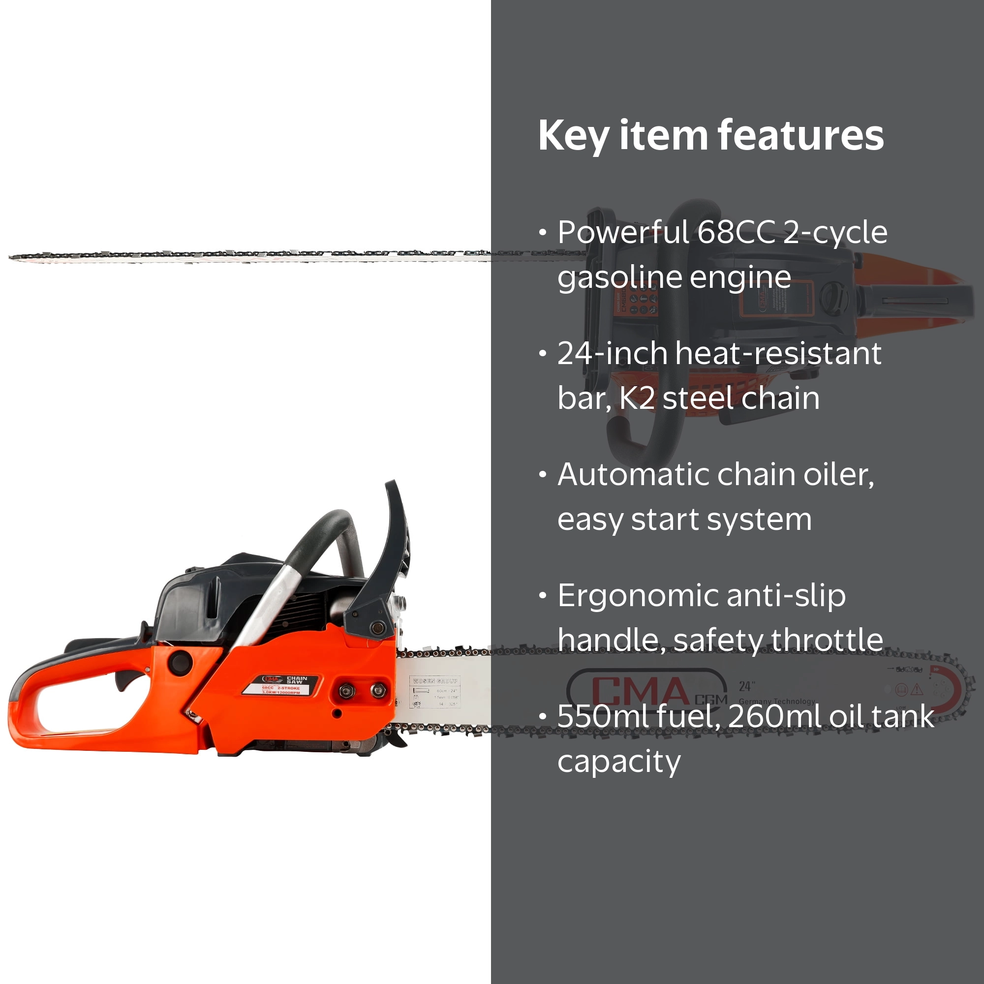 【メルカリ市セール】GAME JIGGER STS-662 トンジギロッド TOPTENG 24 inch Gas Chainsaw, 68CC 2-Cycle, Handheld with
