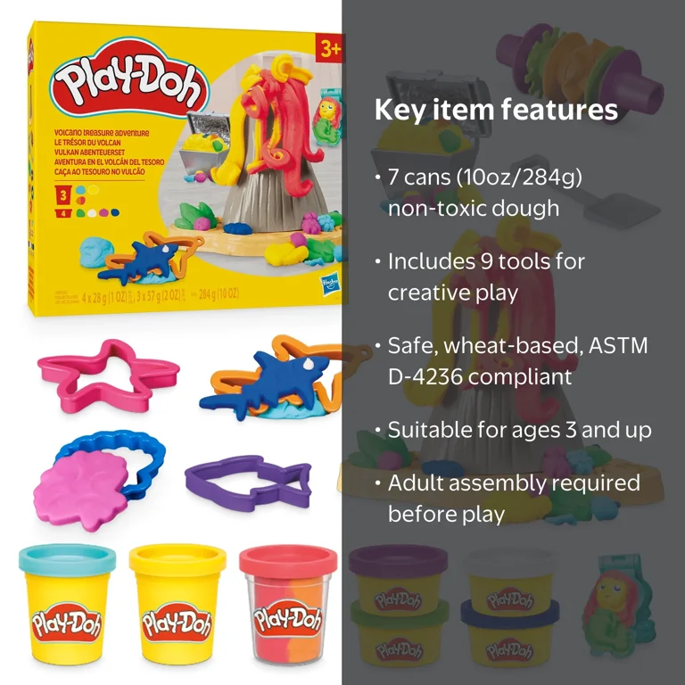 Play-Doh Volcano Treasure Adventure Playset, Kids Arts and Crafts