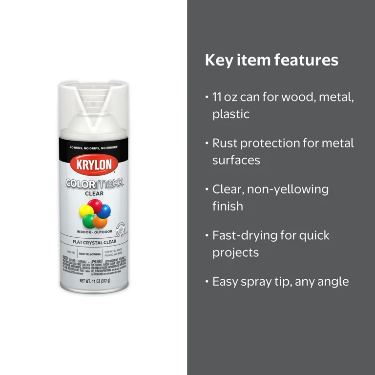 Krylon, Flat Acrylic Spray Paint, 11 oz, Crystal Clear - Walmart.com