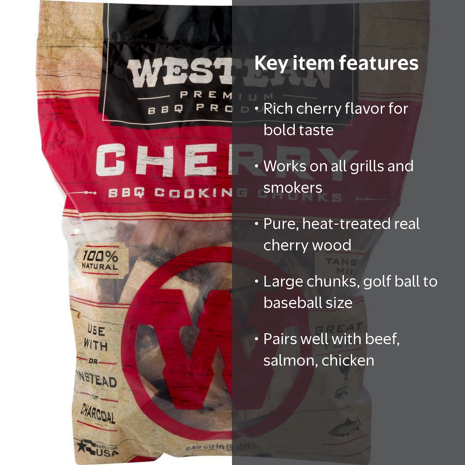 Western Premium BBQ Cherry BBQ Cooking Chunks, 549 Cu in - Walmart.com