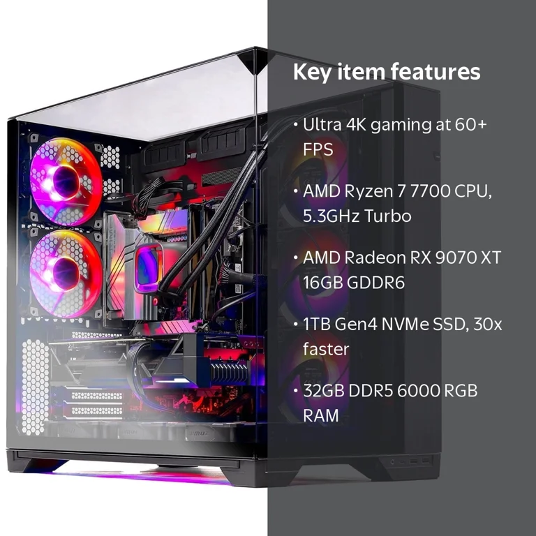 Skytech Gaming O11 Vision Gaming PC, AMD Ryzen 7 7700 3.8GHz, AMD