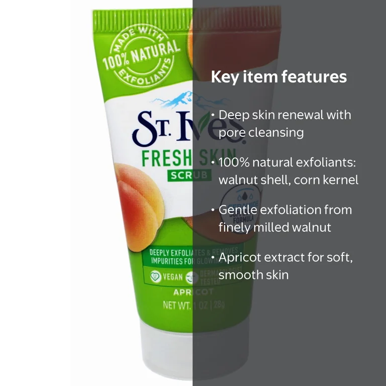 St. Ives, Fresh Skin Scrub, Apricot, 1 OZ, Deep Exfoliator Skin