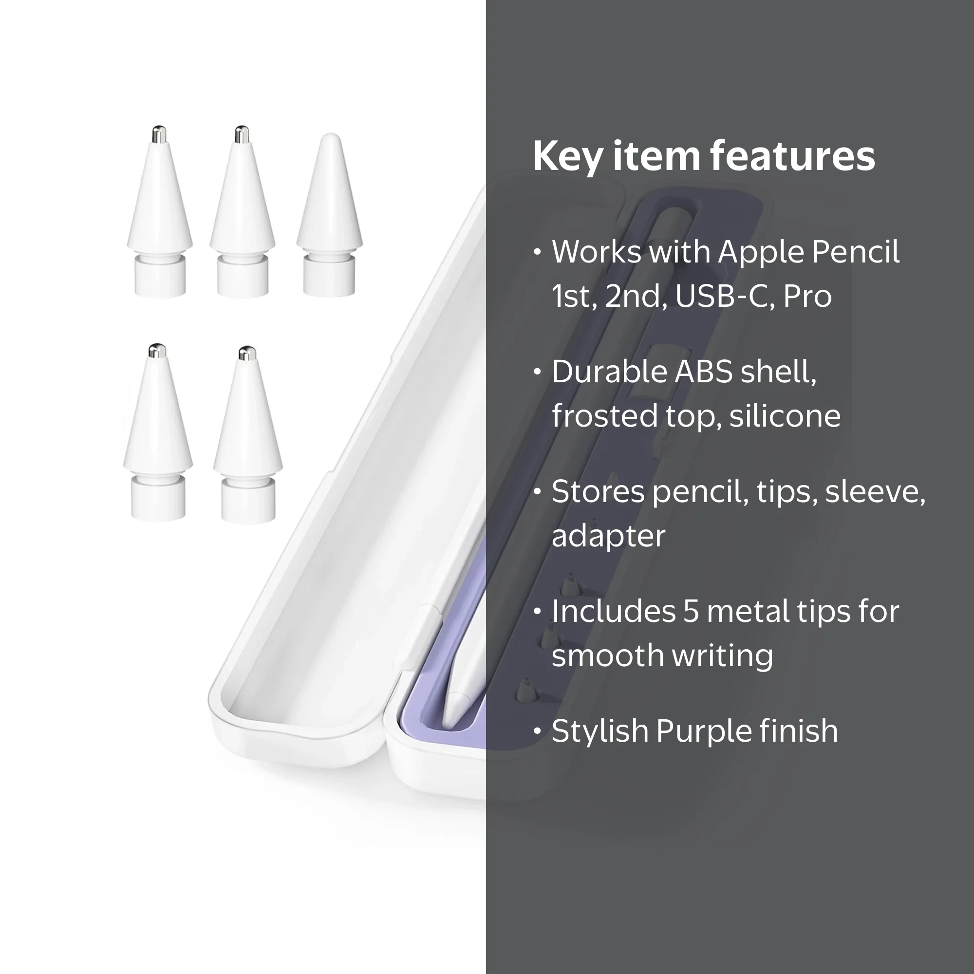 Storage Box with Lid and 5 Pack Pencil Tips for Apple Pencil 1st