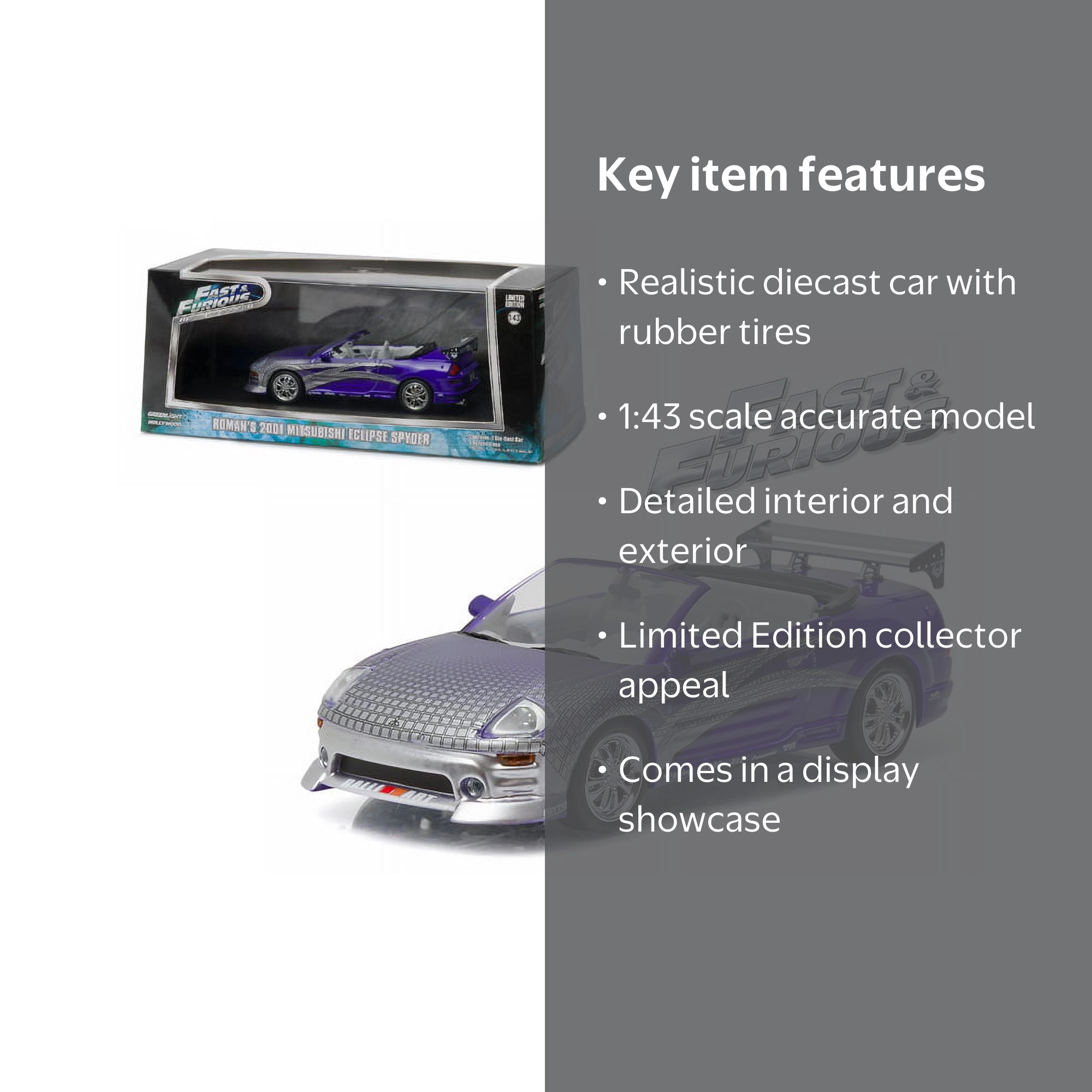 2001 Mitsubishi Eclipse, Purple, Roman's car in '2 Fast 2 Furious