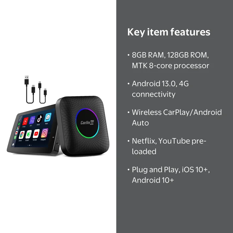 Carlinkit, Wireless CarPlay Adapter, Android 13, 8GB+128GB