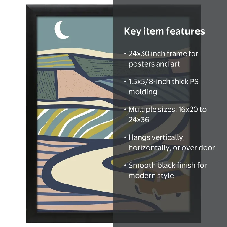 Mainstays – 24x30 Picture Frame – Black Museum Profile Wall Photo