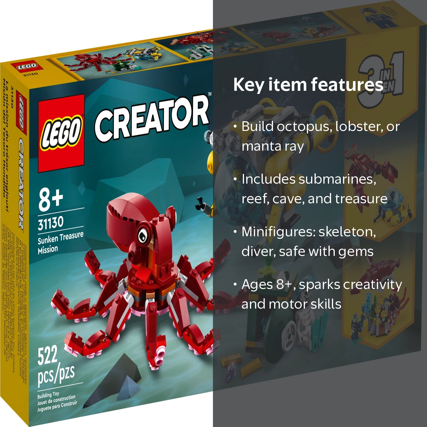 Tales of リマスター版 3本セット LEGO Creator 3 in 1 Sunken Treasure Submarine, Underwater