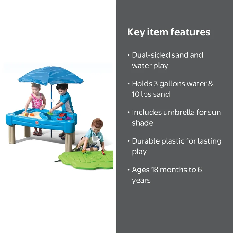 Step2 Cascading Cove Blue Plastic Sandbox and Water Table for