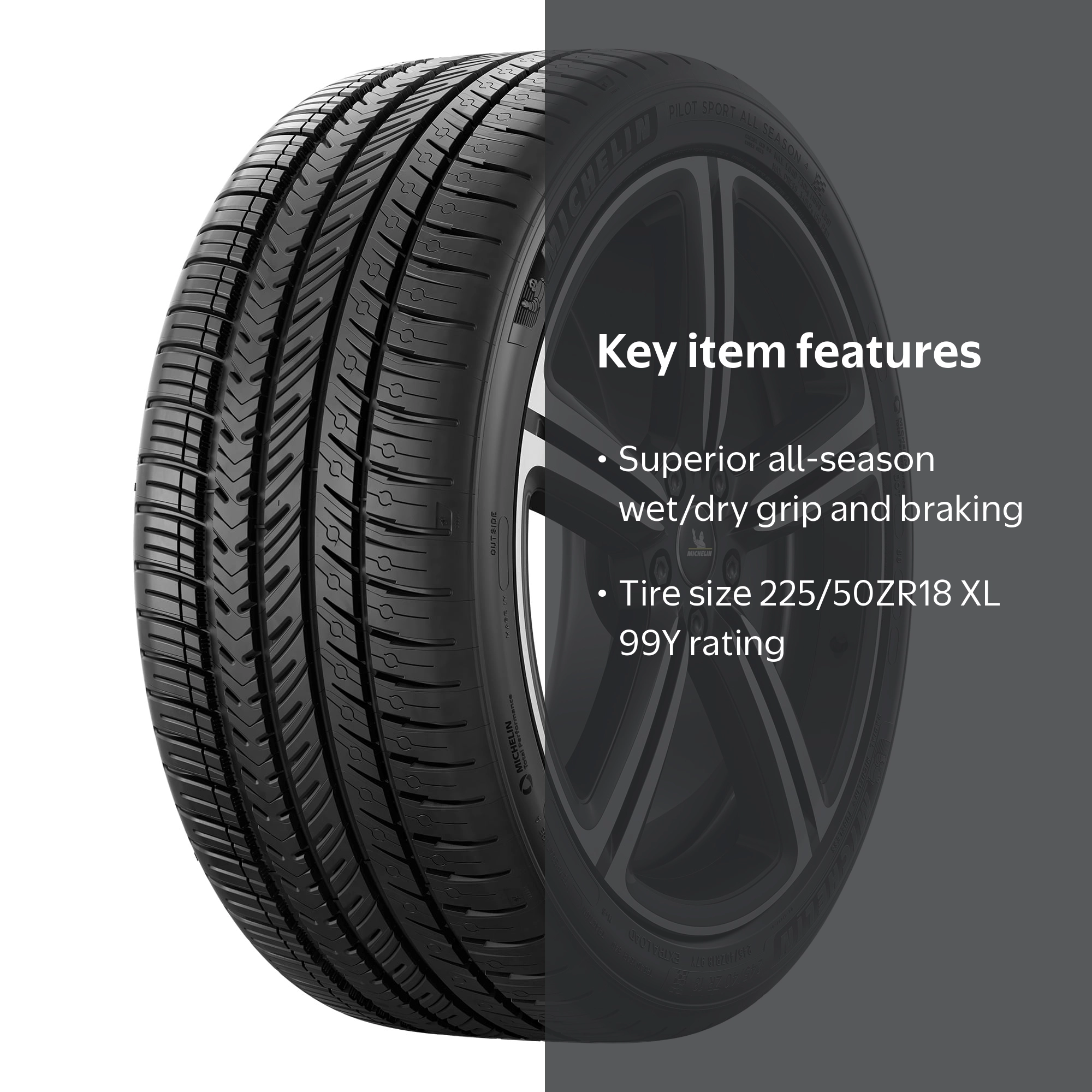 Michelin Pilot Sport All-Season 4 Tire 225/50ZR18 99Y XL - Walmart.com