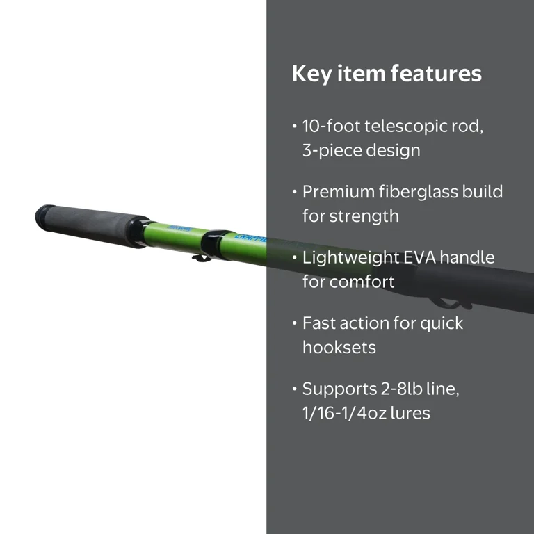 crappie expanding fishing poles Lew's Mr. Telescopic Pole, 10-ft, 3-Pc This feature enhances balance and sensitivity while providing additional strength Telescopic Crappie Poles for Fishing
