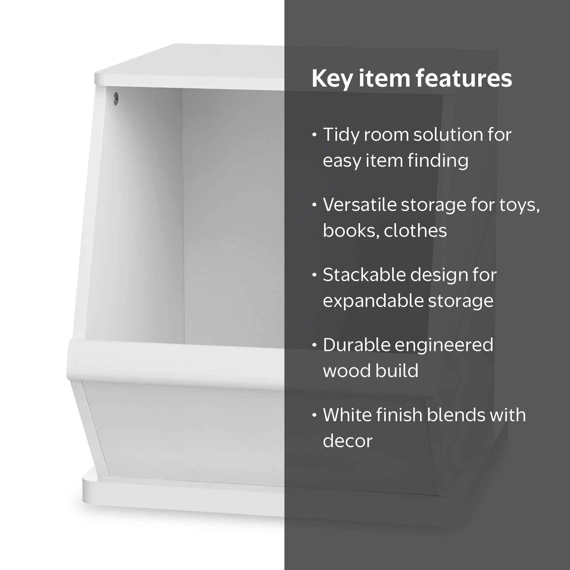 Your Zone White Toy Box Stackable Storage Bin, White - Walmart.com