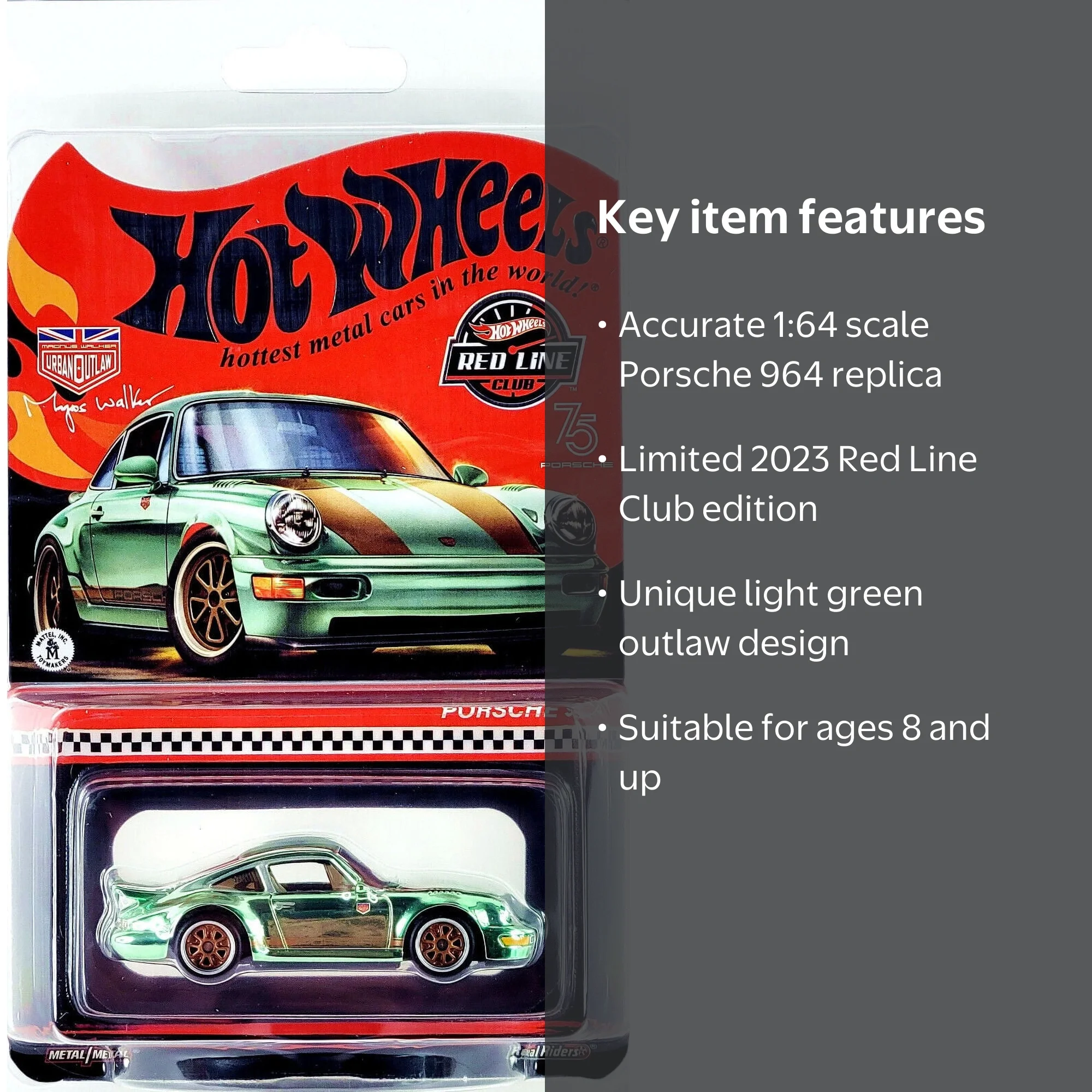 Hot Wheels RLC Porsche 964 Light Green Outlaw, Car Series, Special