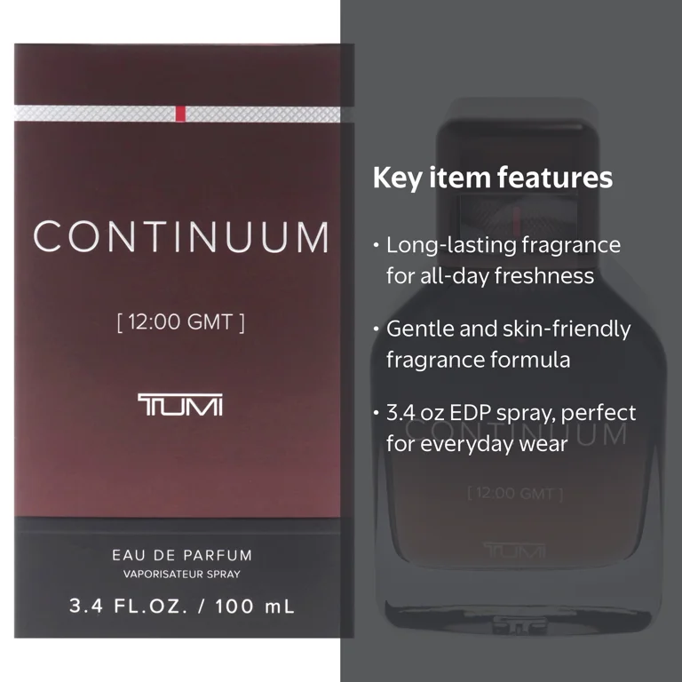 TUMI Continuum Eau De Parfum Spray for Men, 3.4 Oz - Woody Aroma