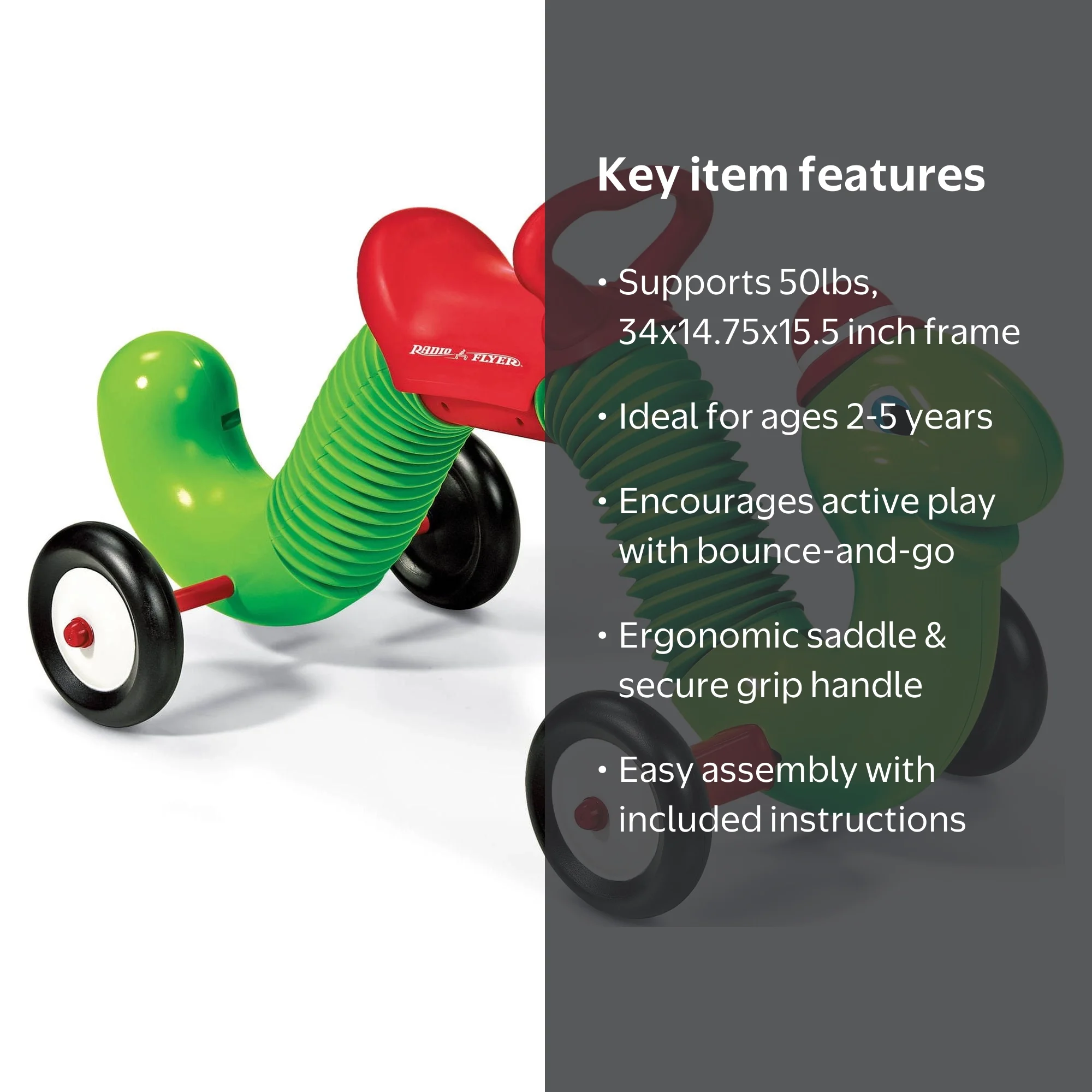 Radio Flyer Inchworm - Classic Bounce and Go Toddler Ride-On Toy