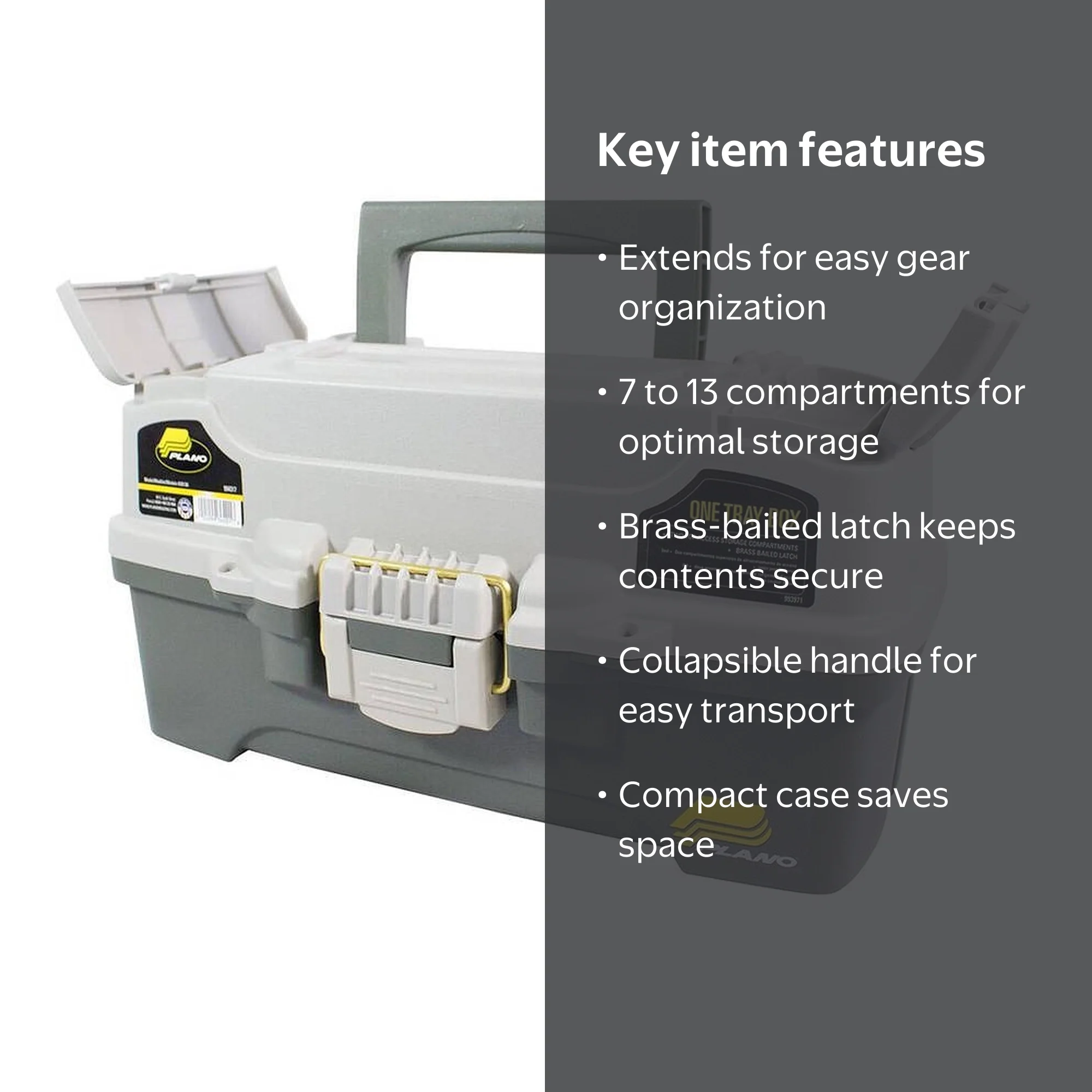Plano 6201 One-Tray Tackle Box, Bait Storage, Extending Cantilever