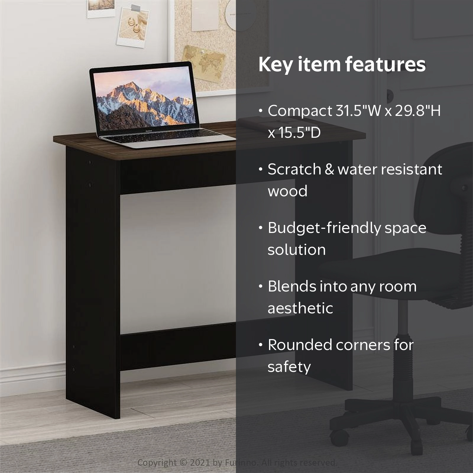 Furinno Simplistic Small Wood Writing Desk, Study Table, Columbia