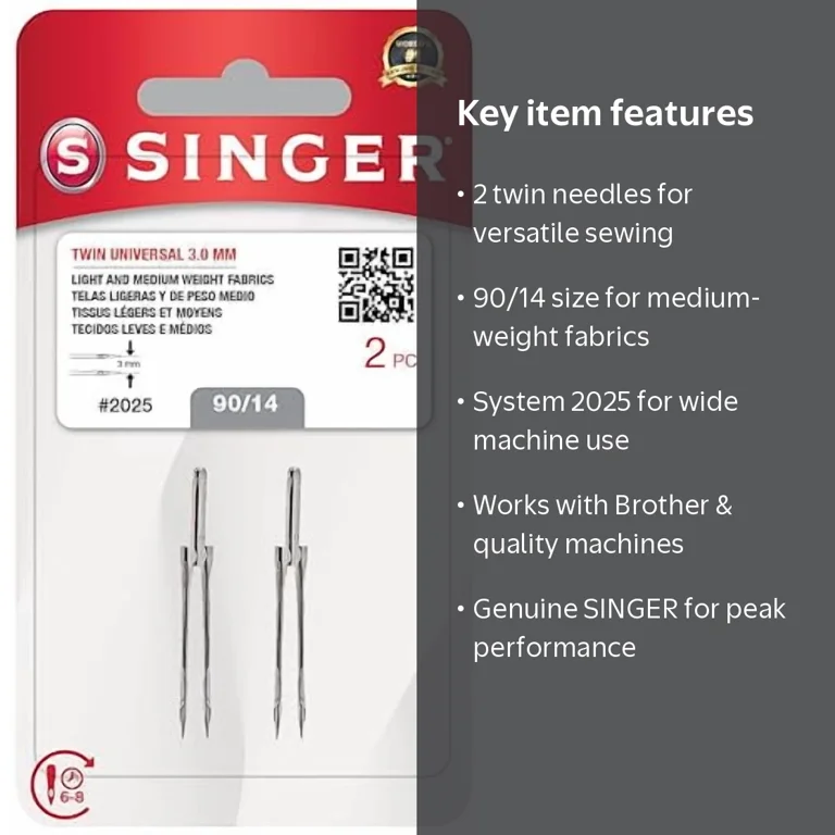 SINGER2 他 SINGER, Twin Universal Sewing Machine Needles, Size 90/14, 2PCS