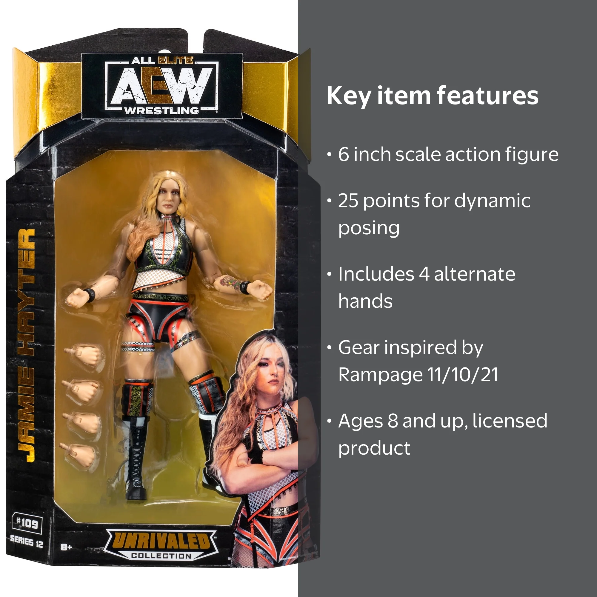 AEW Unrivaled Professional Wrestling Action Toy Set - Jamie Hayter