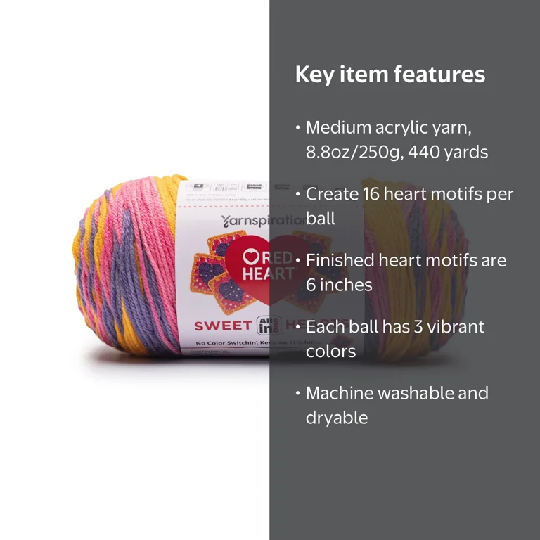 Red Heart® AIO Sweet Hearts™ #4 Worsted (Medium) Acrylic Yarn