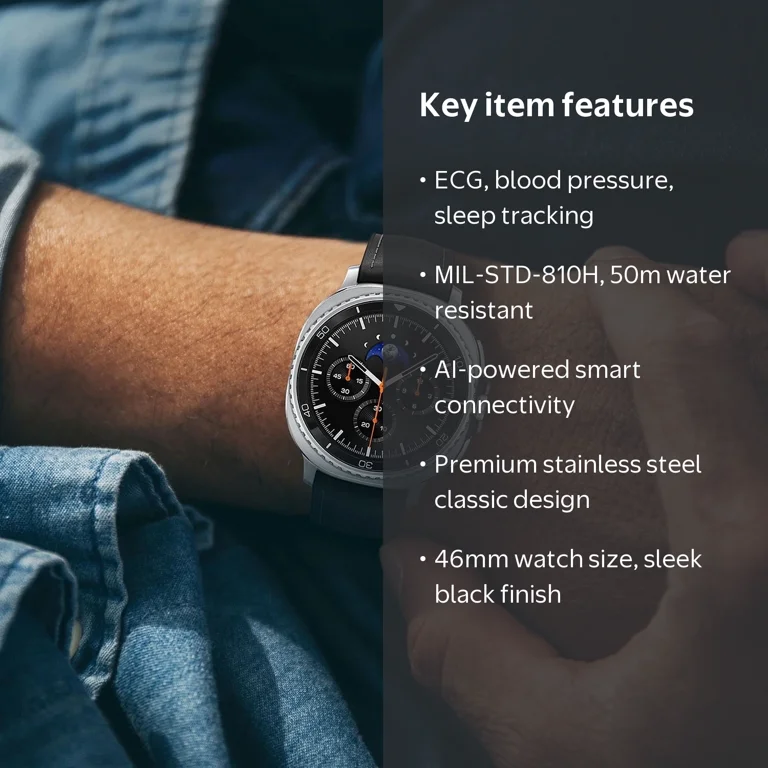 Samsung, Galaxy Watch8 Classic Bluetooth Smart Watch, 46mm, Black