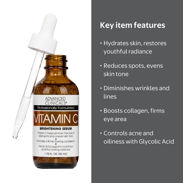 ADVANCED CLINICALS Vitamin C Face Serum 1.75 fl oz Anti-Aging
