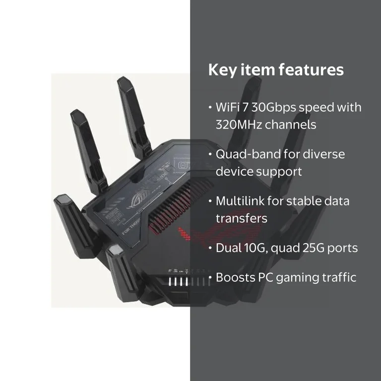 ASUS ROG GT-BE98 WiFi7 ルーター 10GB ASUS ROG Rapture GT-BE98 PRO WiFi 7 Gaming Router, 320MHz, Dual