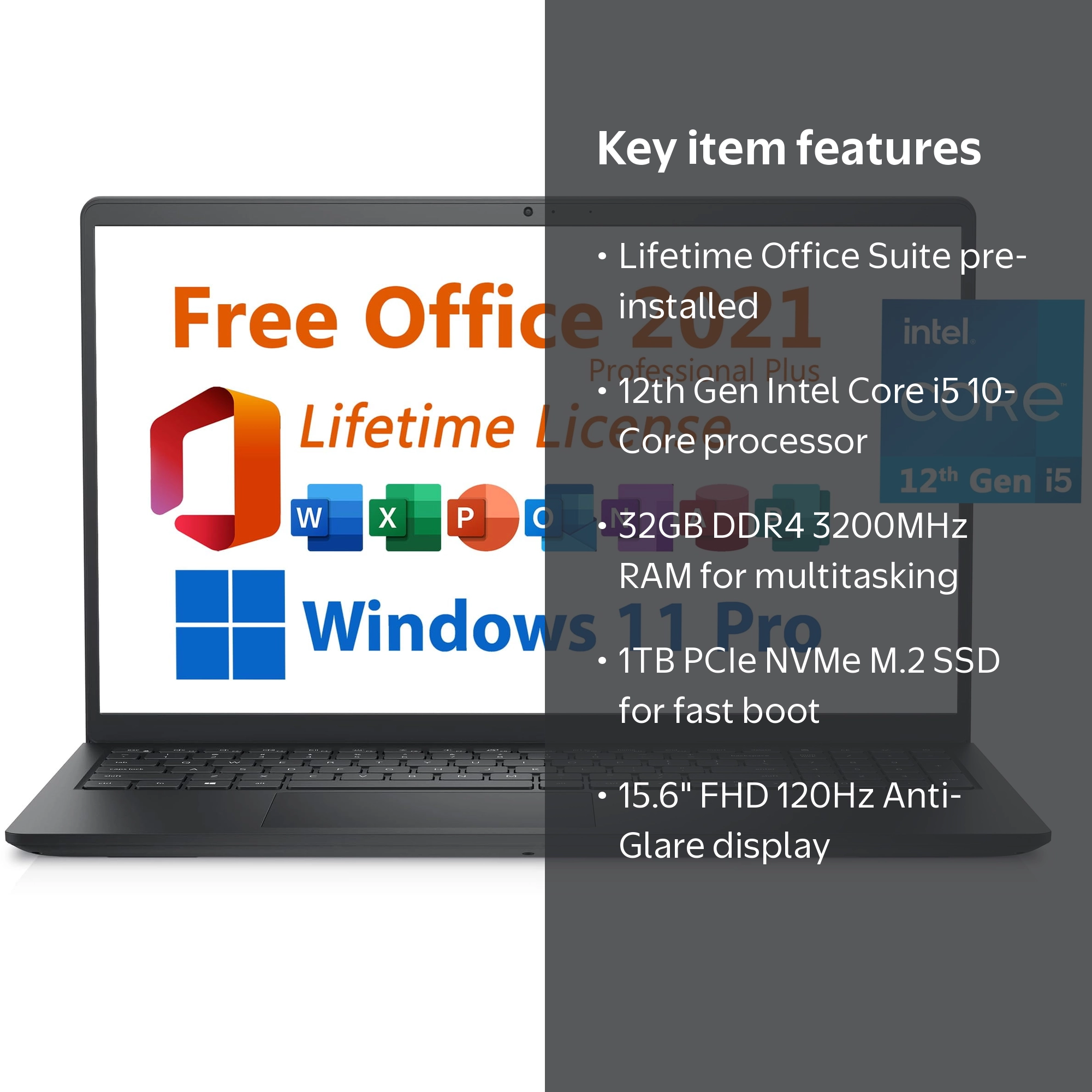 Dell 2024 Inspiron 15 Business Laptop, Free Microsoft Office 2021