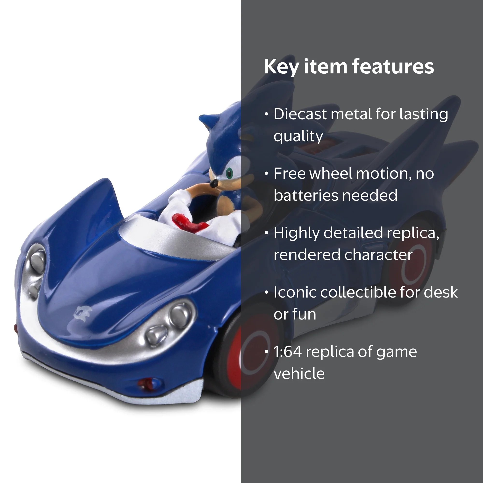 Sonic, Sonic and Sega All-Stars Racing, Diecast Metal Car, Speed