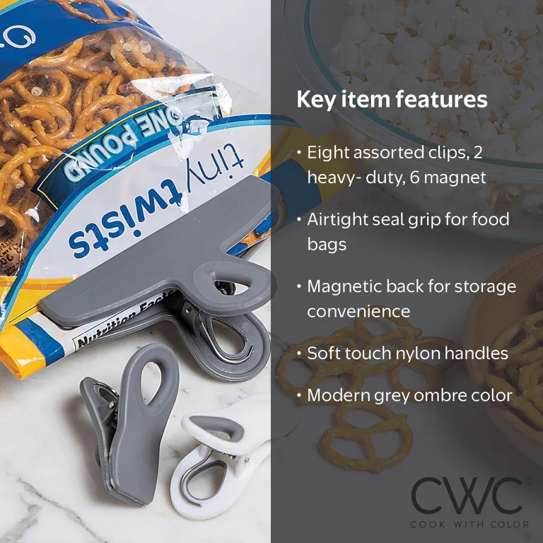アクセサリー COOK COOK WITH COLOR Set of Eight Bag Clips, 2 Large Heavy Duty Chip