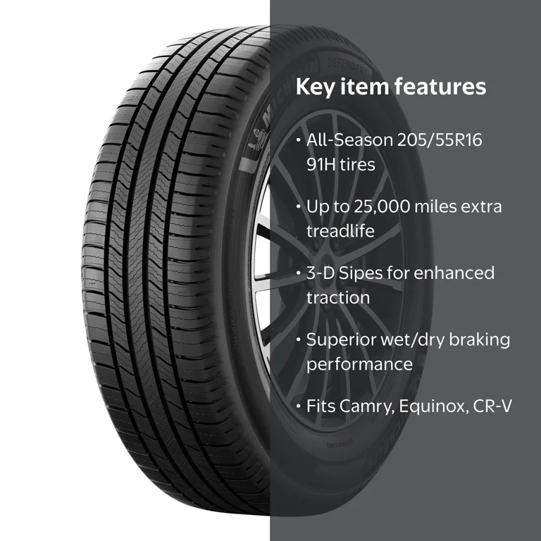Michelin Defender2 All-Season Tire, 205/55R16 91H, Long-Lasting