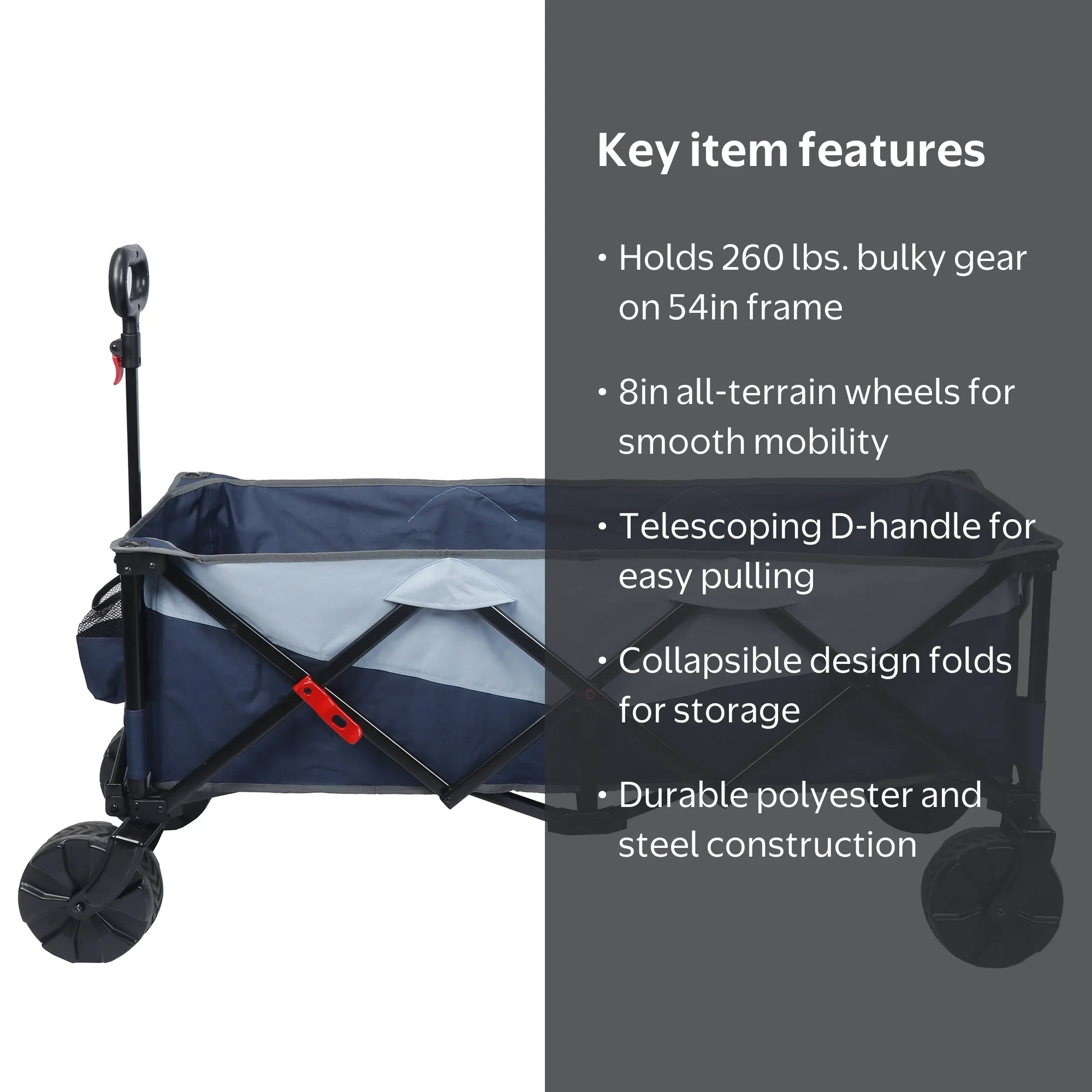 Ozark Trail 54in Extra Long Cart, Collapsible Utility Wagon, Blue