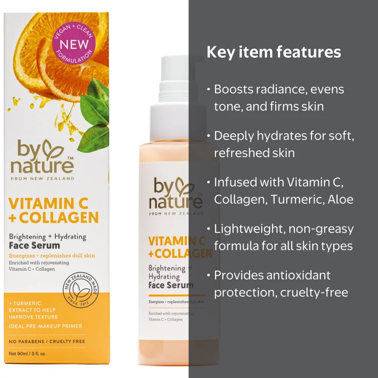 By Nature Vitamin C Collagen Face Serum, 1 fl oz, Brightening