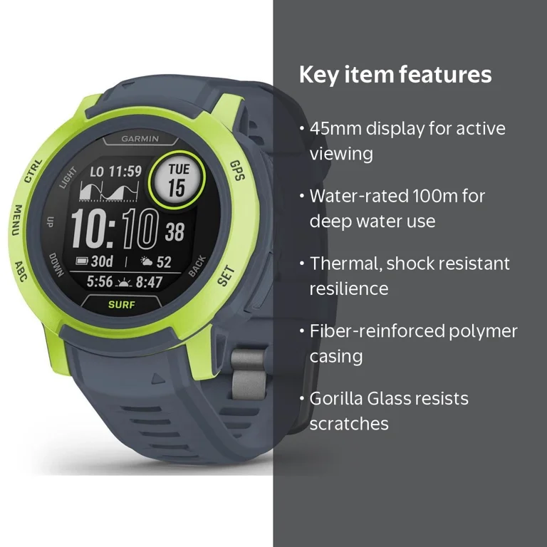 Garmin Instinct 2 Surf Edition 45mm Rugged GPS Watch, Mavericks