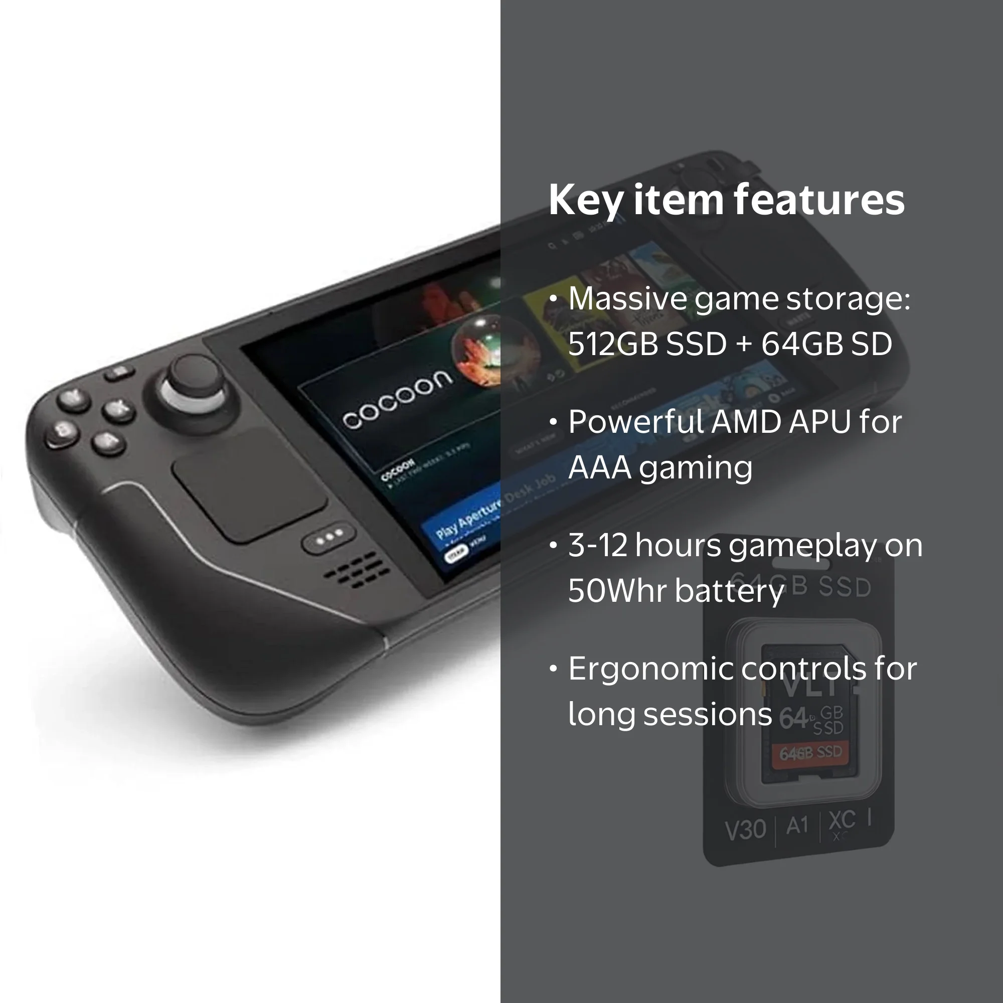 Valve Steam Deck OLED 512GB Handheld Gaming Console with VLT 64GB