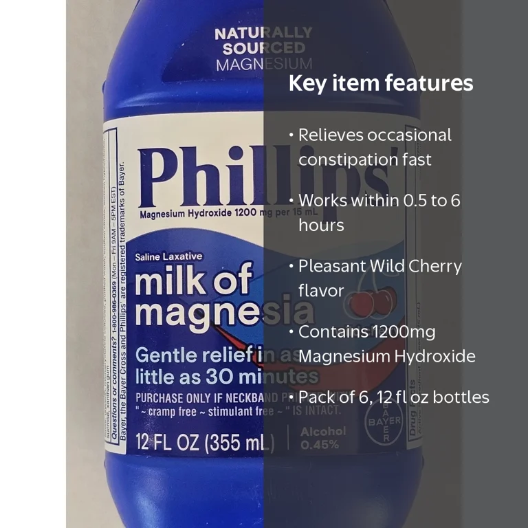 Phillips', Milk of Magnesia, Wild Cherry, 12 oz, Pack of 6