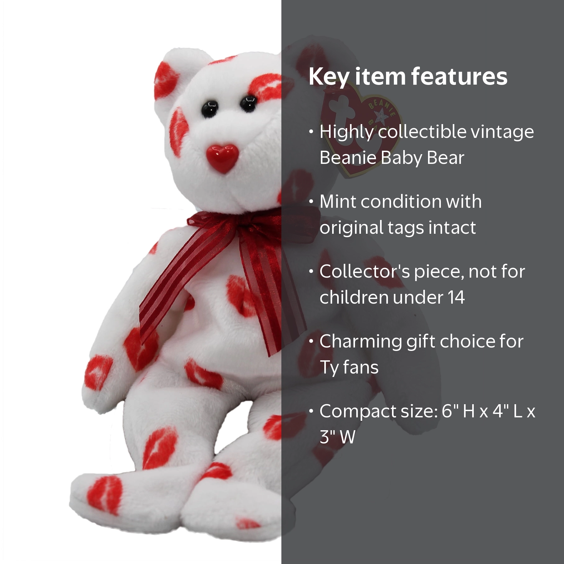 Bearly There Inc. Smoochie テディベア ぬいぐるみ Ty Beanie Baby: Smooch the Bear | Stuffed Animal | MWMT