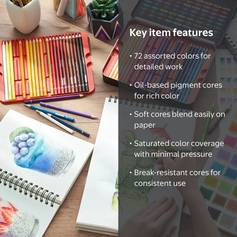 Arteza, Colored Pencils, 72 Count, Assorted Colors - Walmart.com