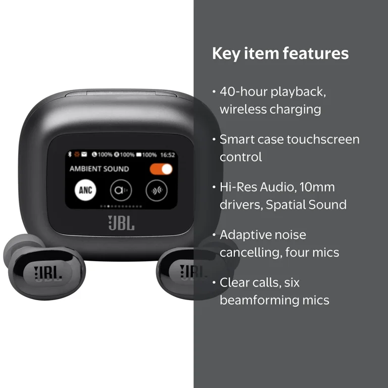 JBL, True wireless Noise Cancelling Earbuds, Live Buds 3, Black