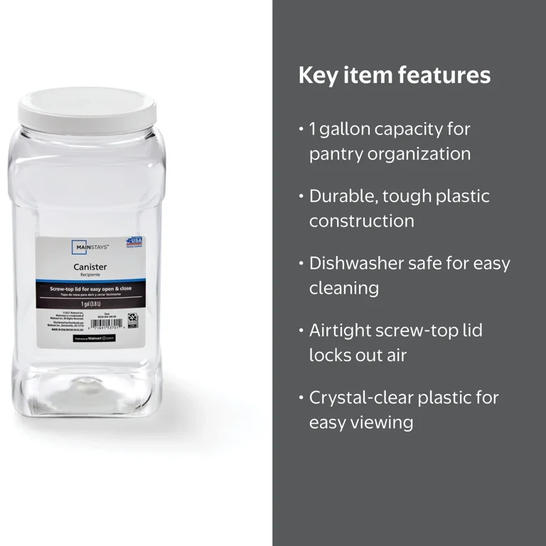 Mainstays Plastic Screw-Top Canister, 1 Gallon, White - Walmart.com